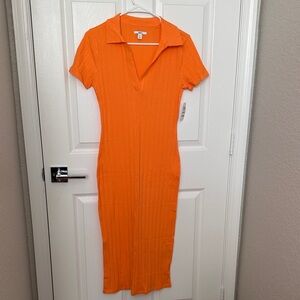 Forever 21 Vibrant Orange Midi Dress